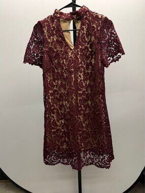 Blu Pepper Maroon Lace Mini Dress